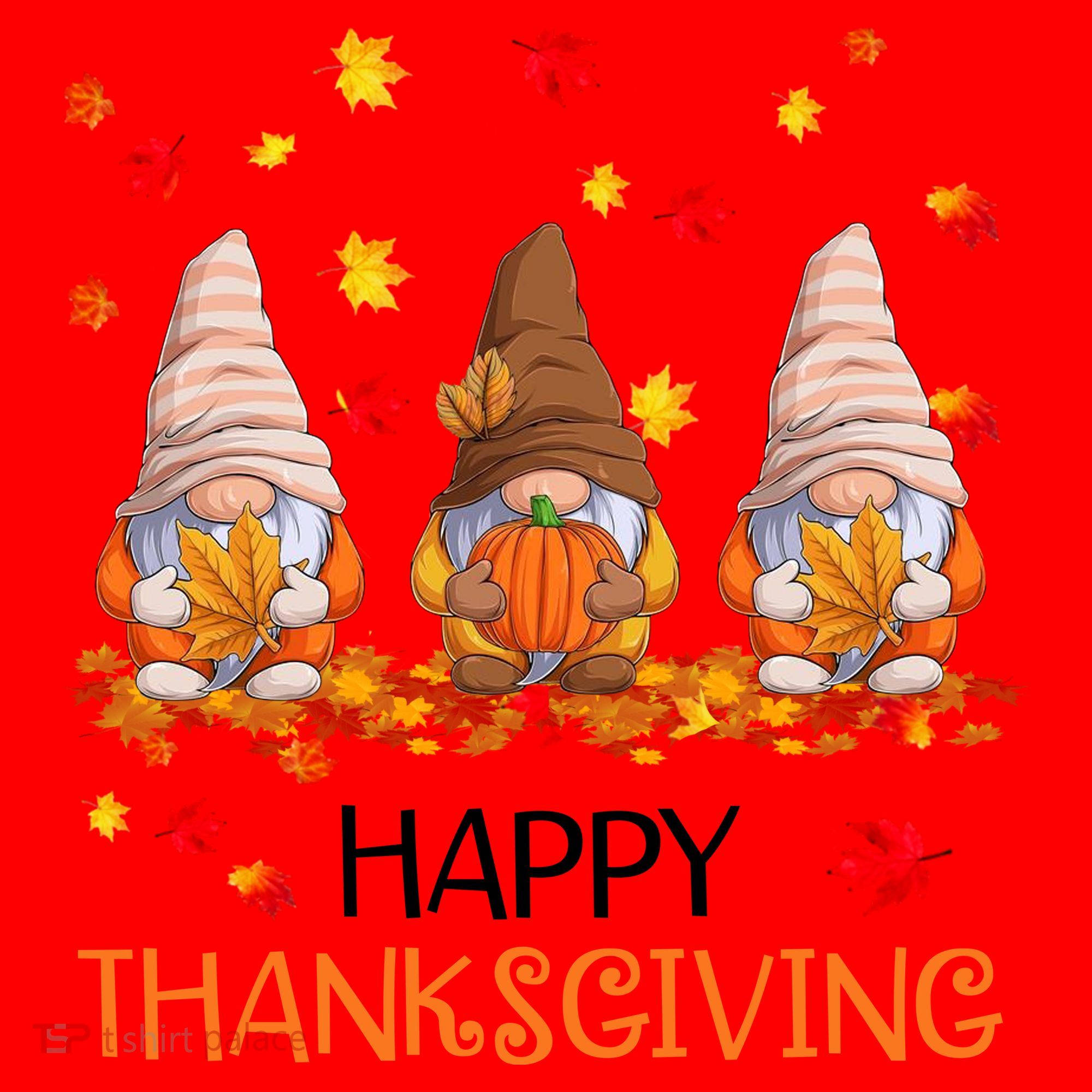 Happy Thanksgiving Autumn Fall Gnomes Santa Hat
