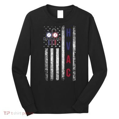 Hvac Technician American Flag Usa Vintage Long Sleeve Shirt