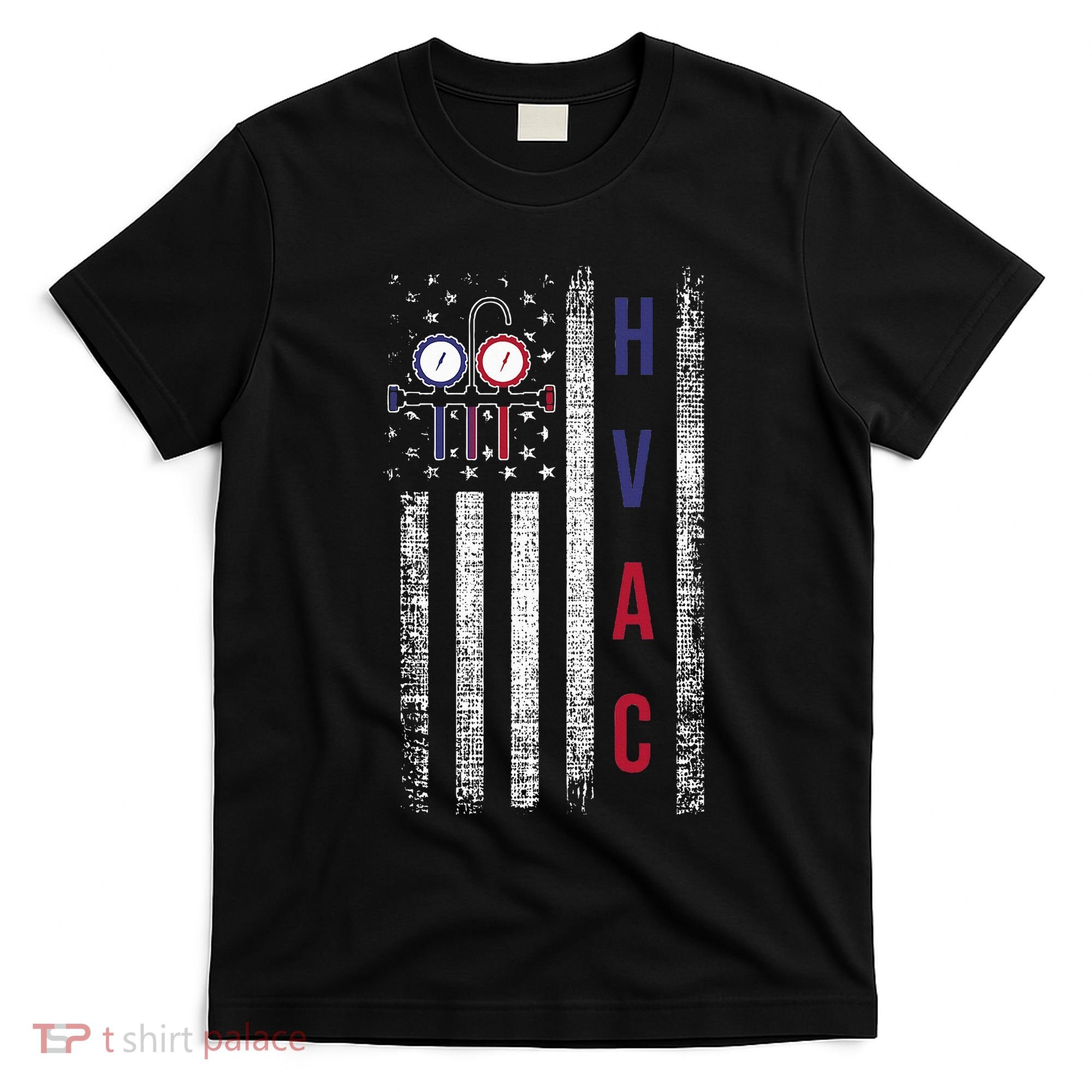 Hvac Technician American Flag Usa Vintage T-Shirt