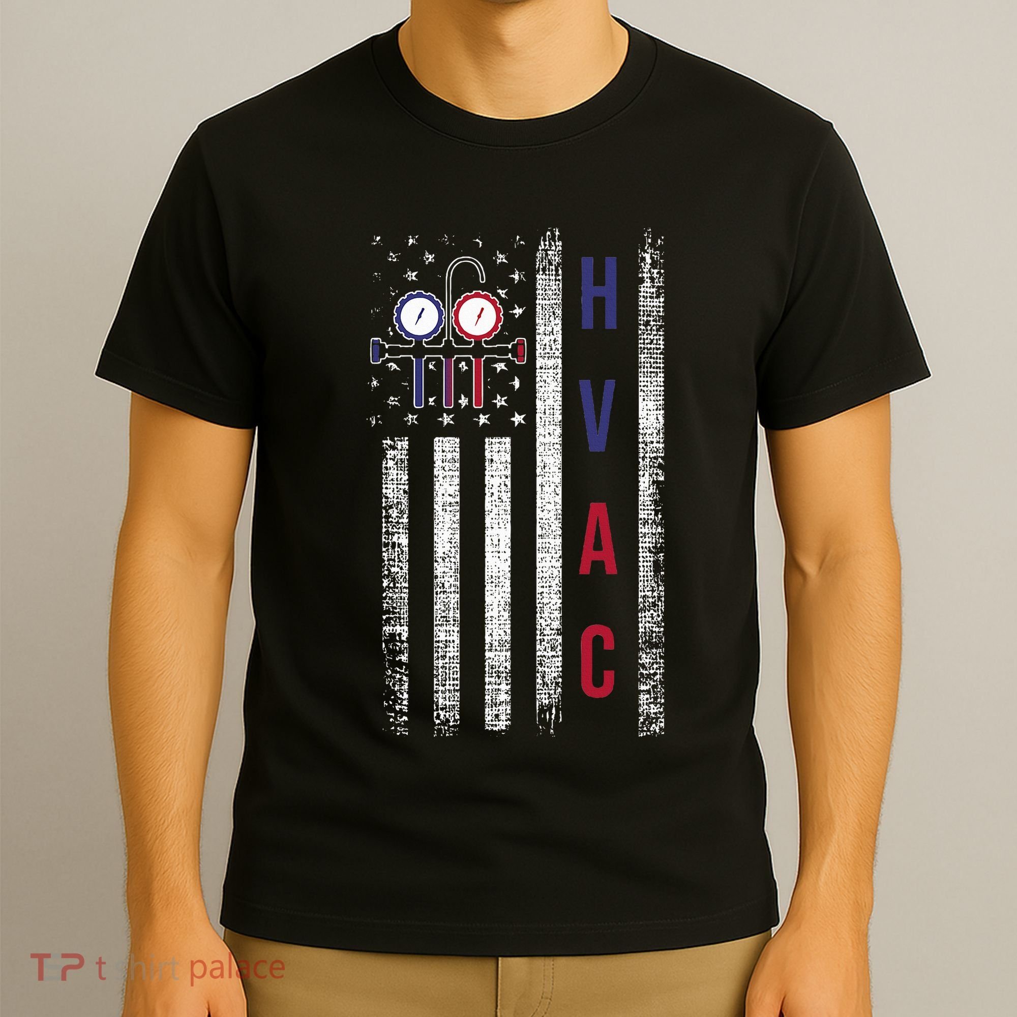 Hvac Technician American Flag Usa Vintage T-Shirt