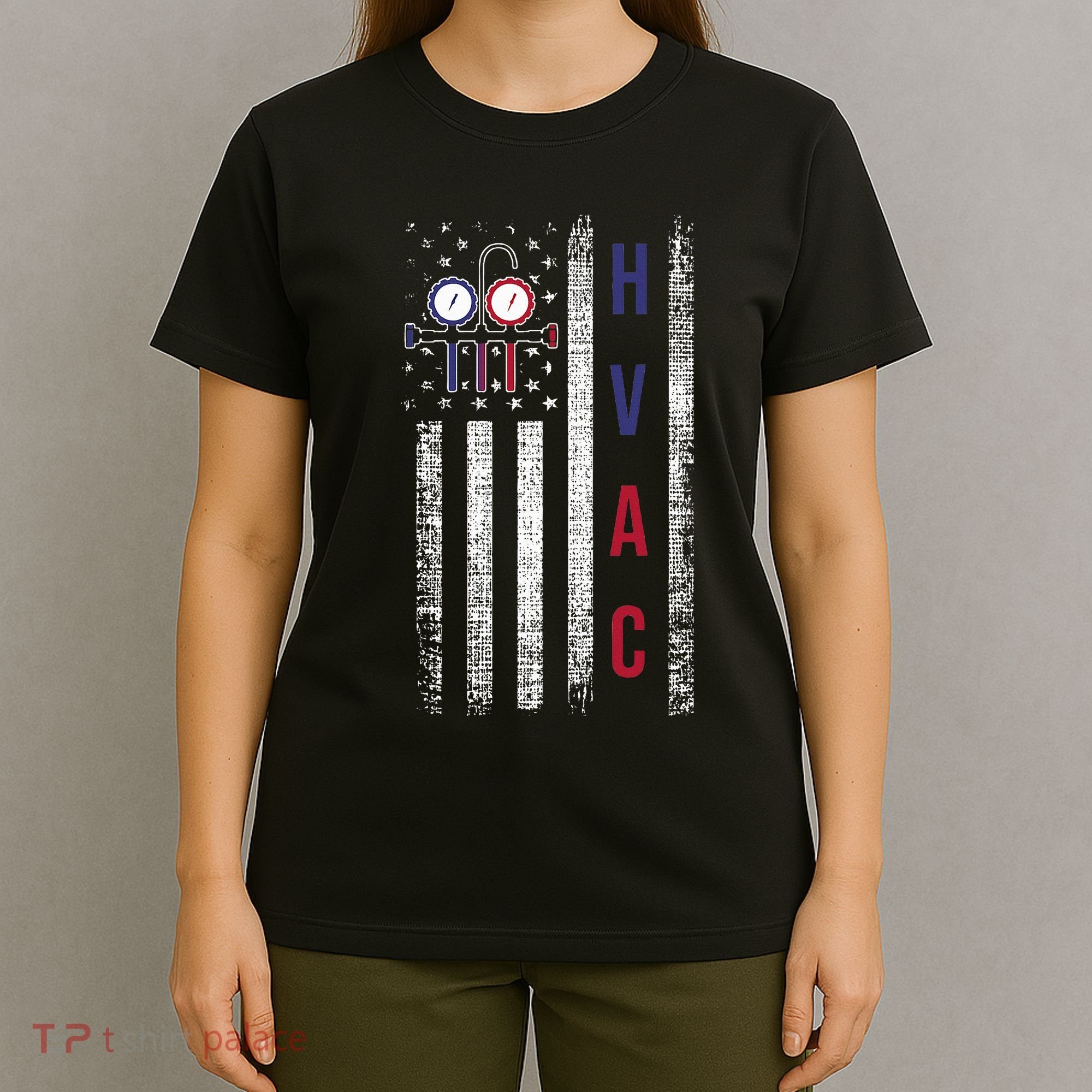 Hvac Technician American Flag Usa Vintage T-Shirt