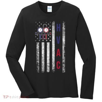 Hvac Technician American Flag Usa Vintage Women's Long Sleeve Shirt