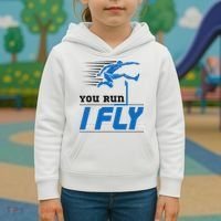 Hurdles Track And Field Hurdler Hurdle Runner You Run I Fly Kids Hoodie thumb 3