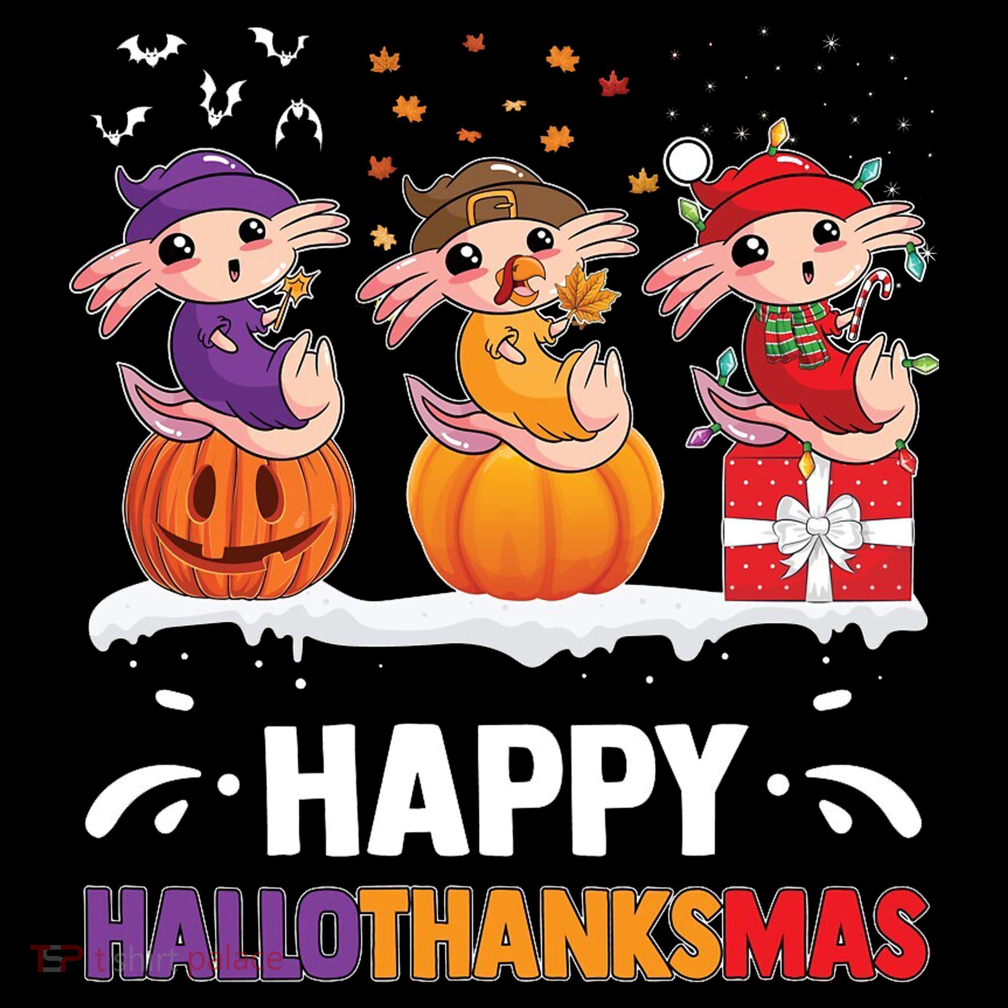 Happy Thanksmas Axolotl Button