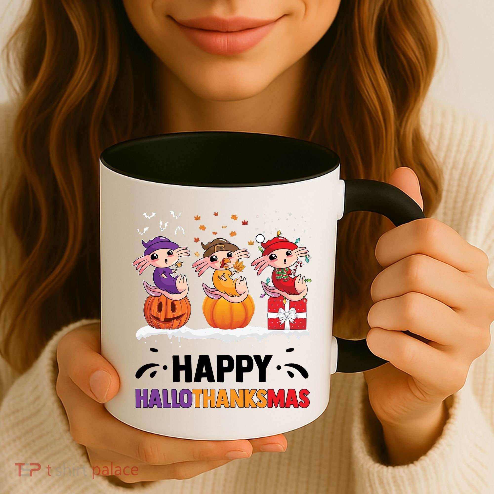 Happy Thanksmas Axolotl Coffee Mug