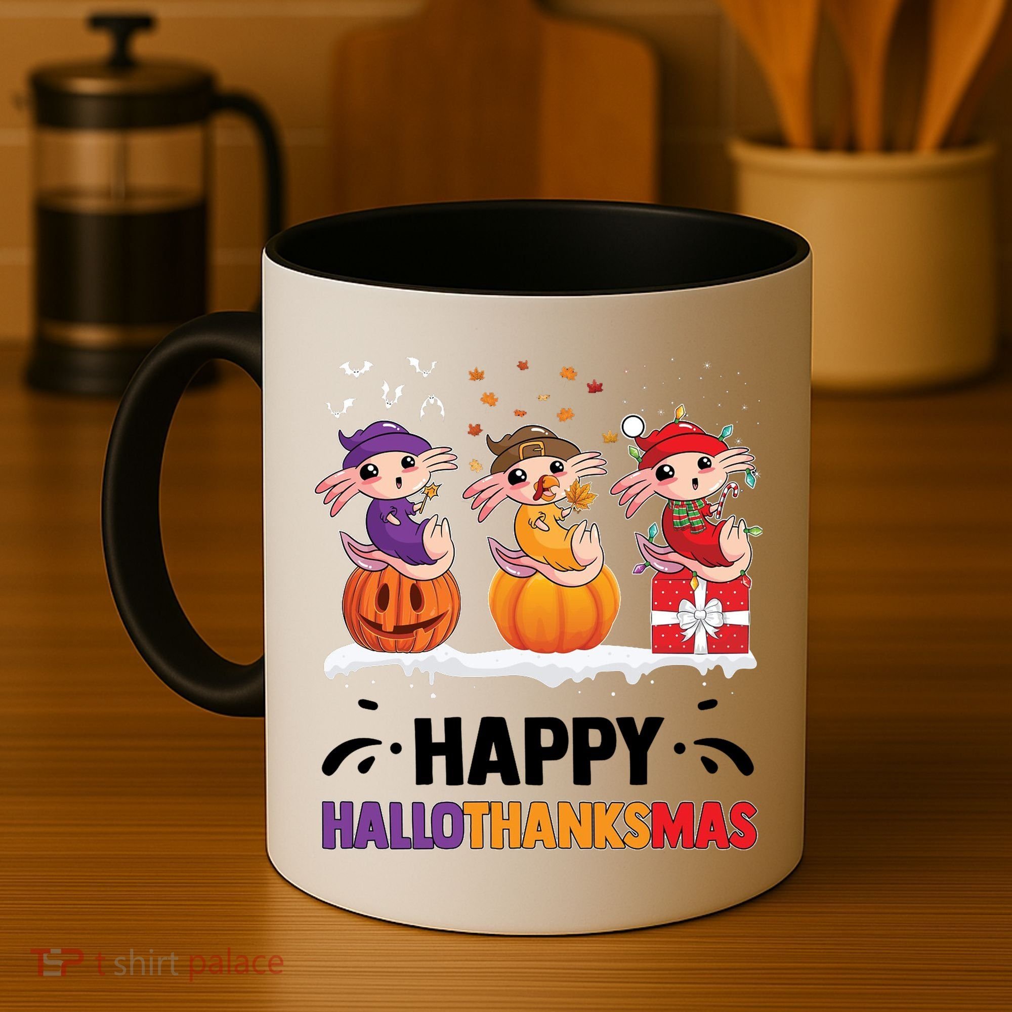 Happy Thanksmas Axolotl Coffee Mug