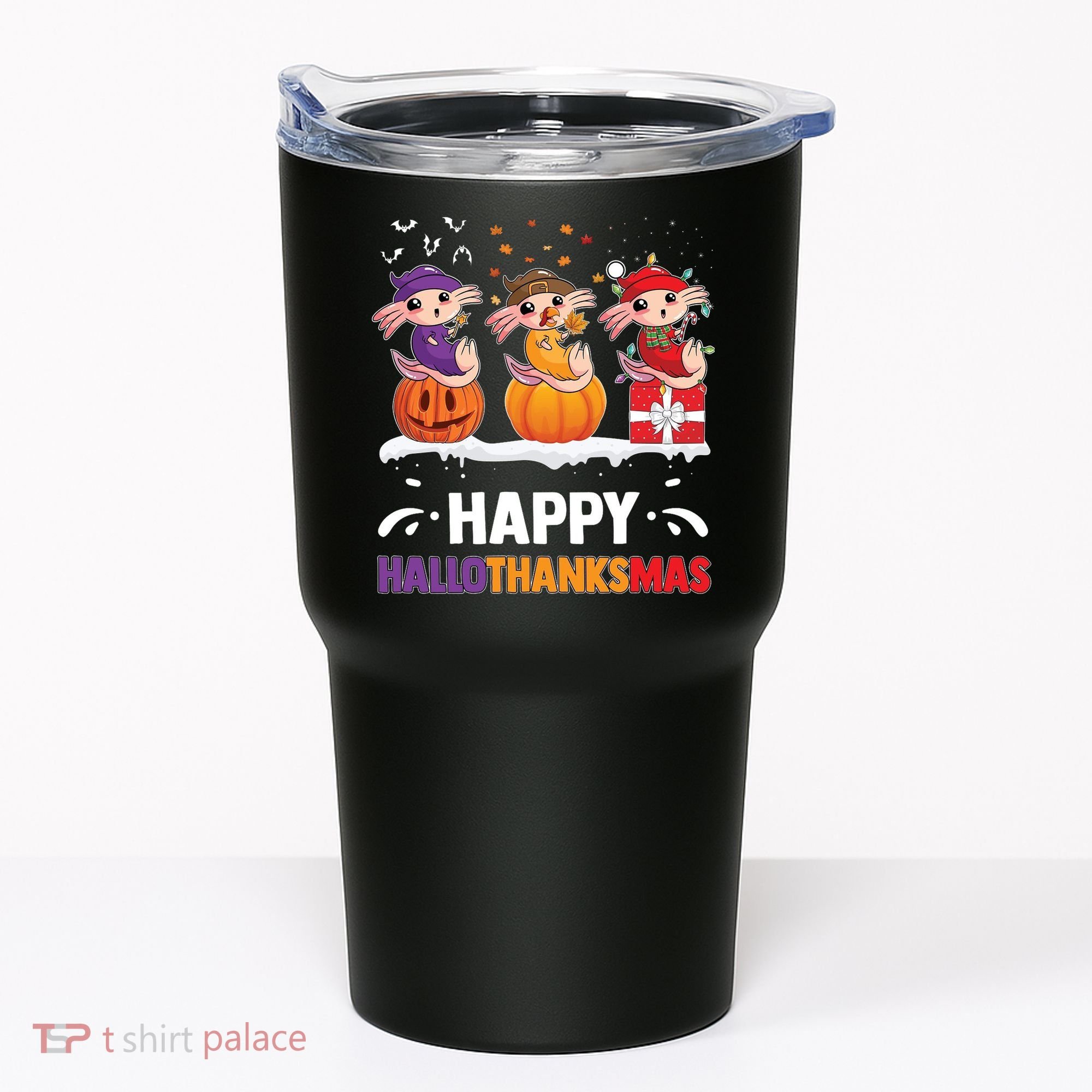 Happy Thanksmas Axolotl Tumbler