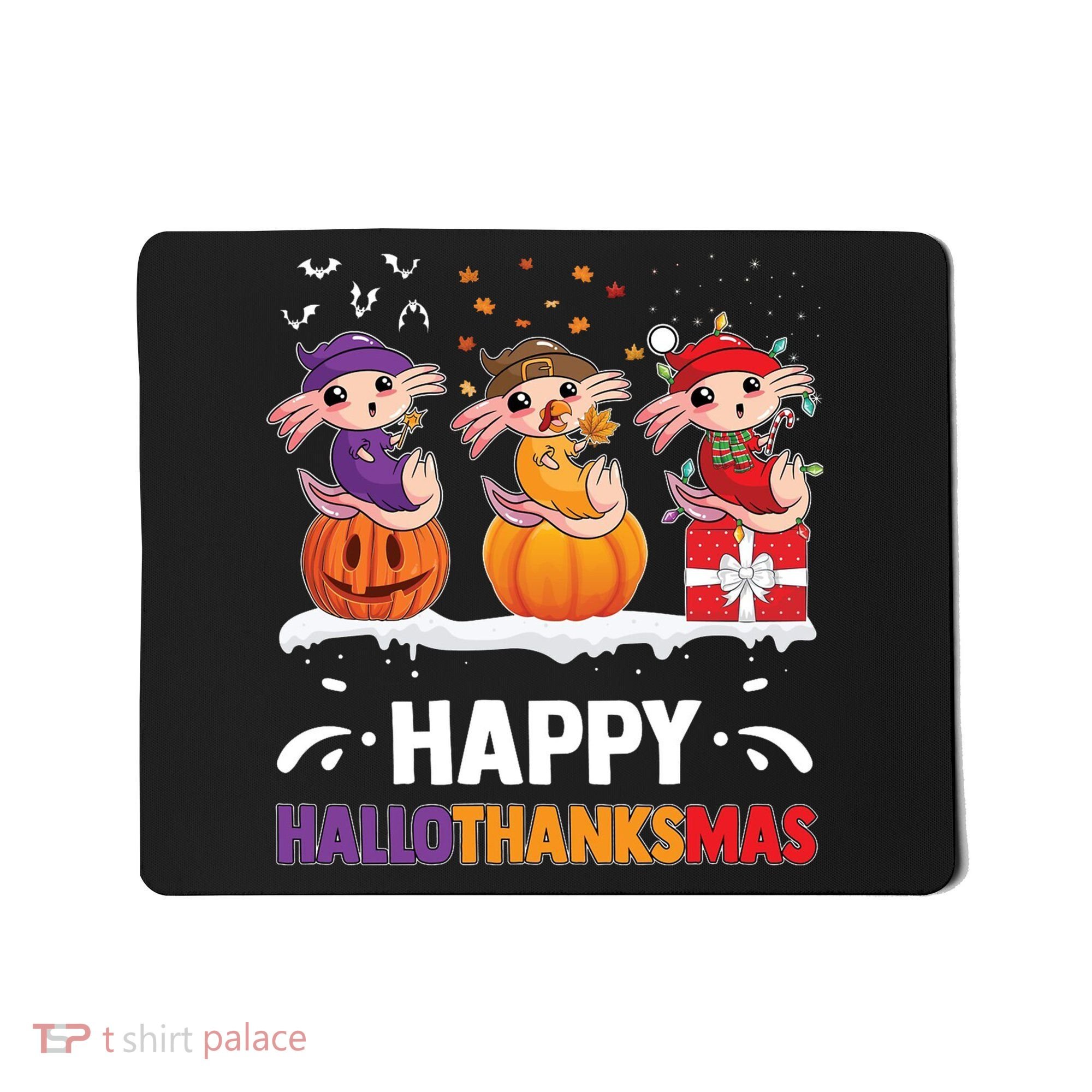 Happy Thanksmas Axolotl Mousepad