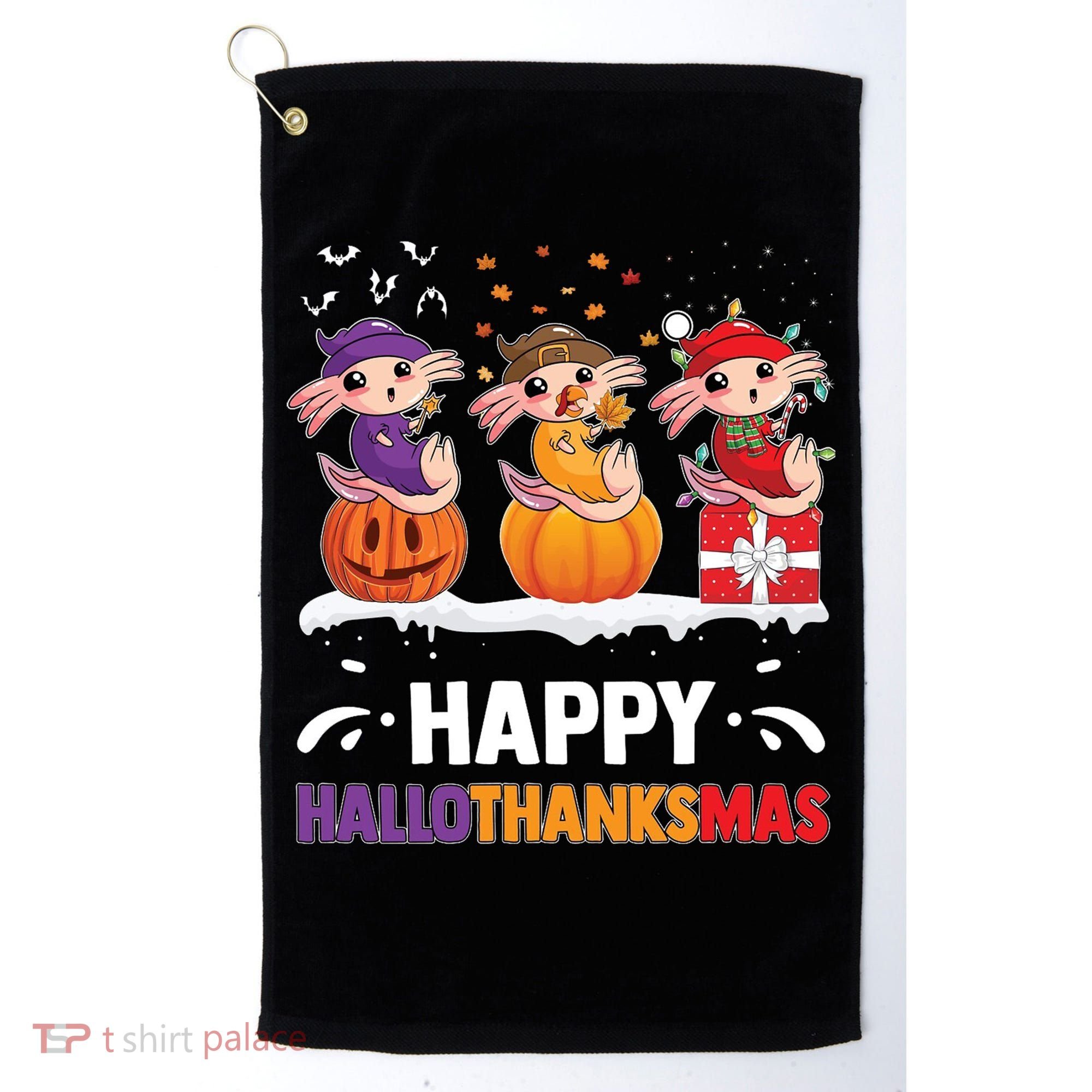 Happy Thanksmas Axolotl Golf Towel