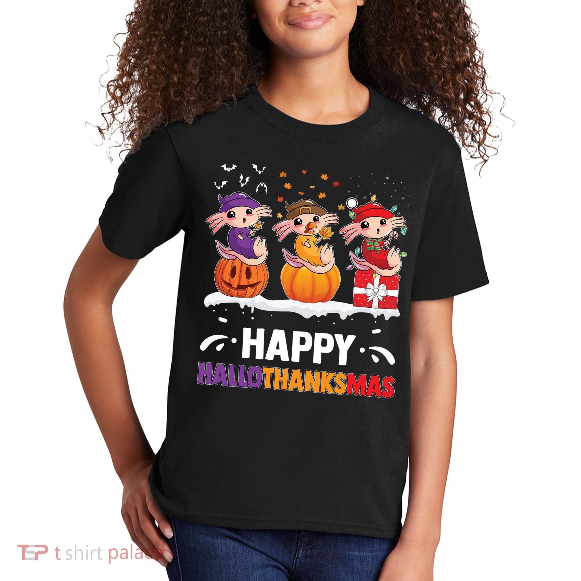 Happy Thanksmas Axolotl Kids T-Shirt