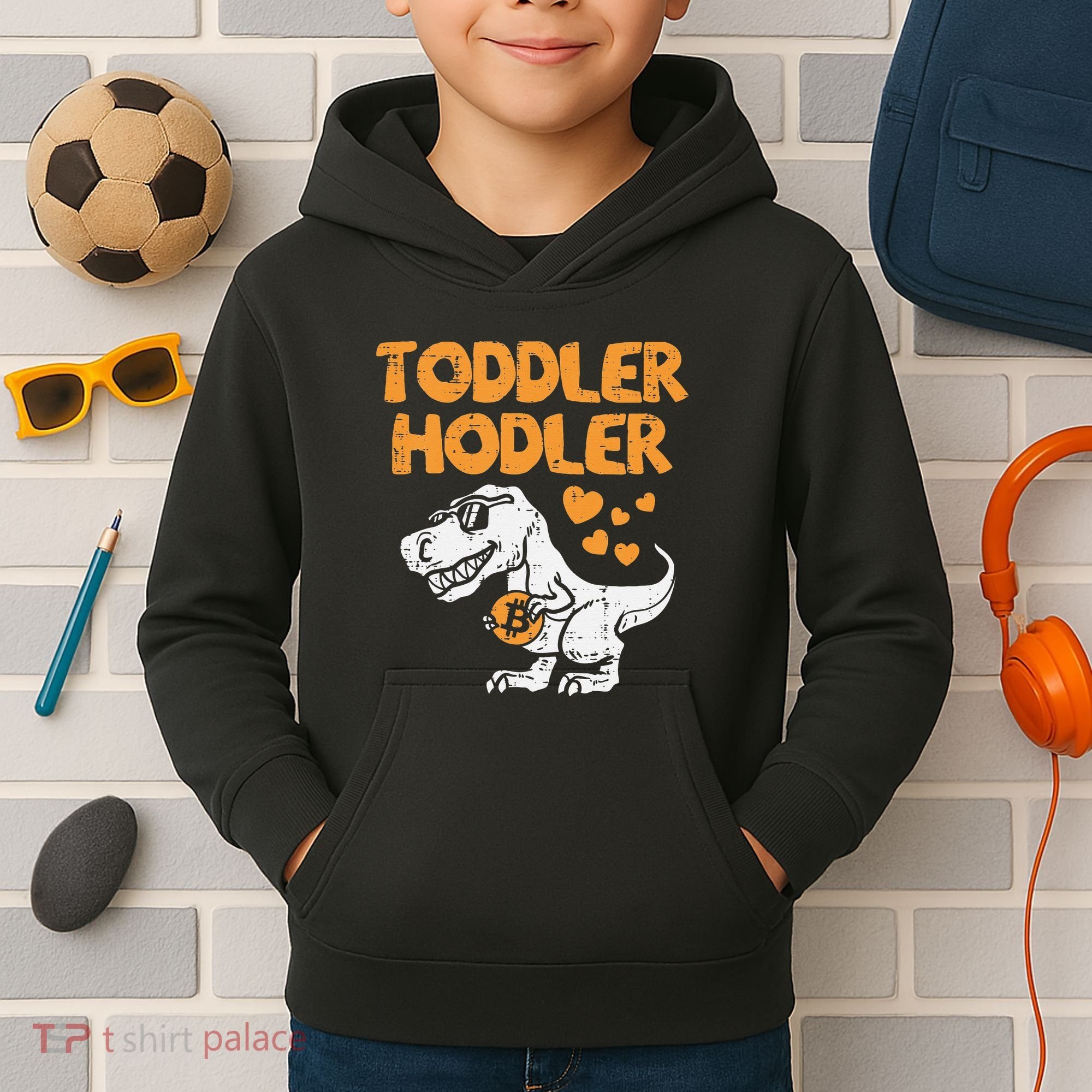 Hodler Trex Bitcoin BTC Crypto Cryptocurrency Kids Hoodie