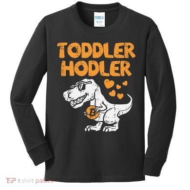 Hodler Trex Bitcoin BTC Crypto Cryptocurrency Kids Long Sleeve Shirt