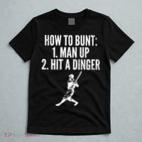 How To Bunt, Hit A Dinger Funny Baseball Player Home Run Fun T-Shirt thumb 5
