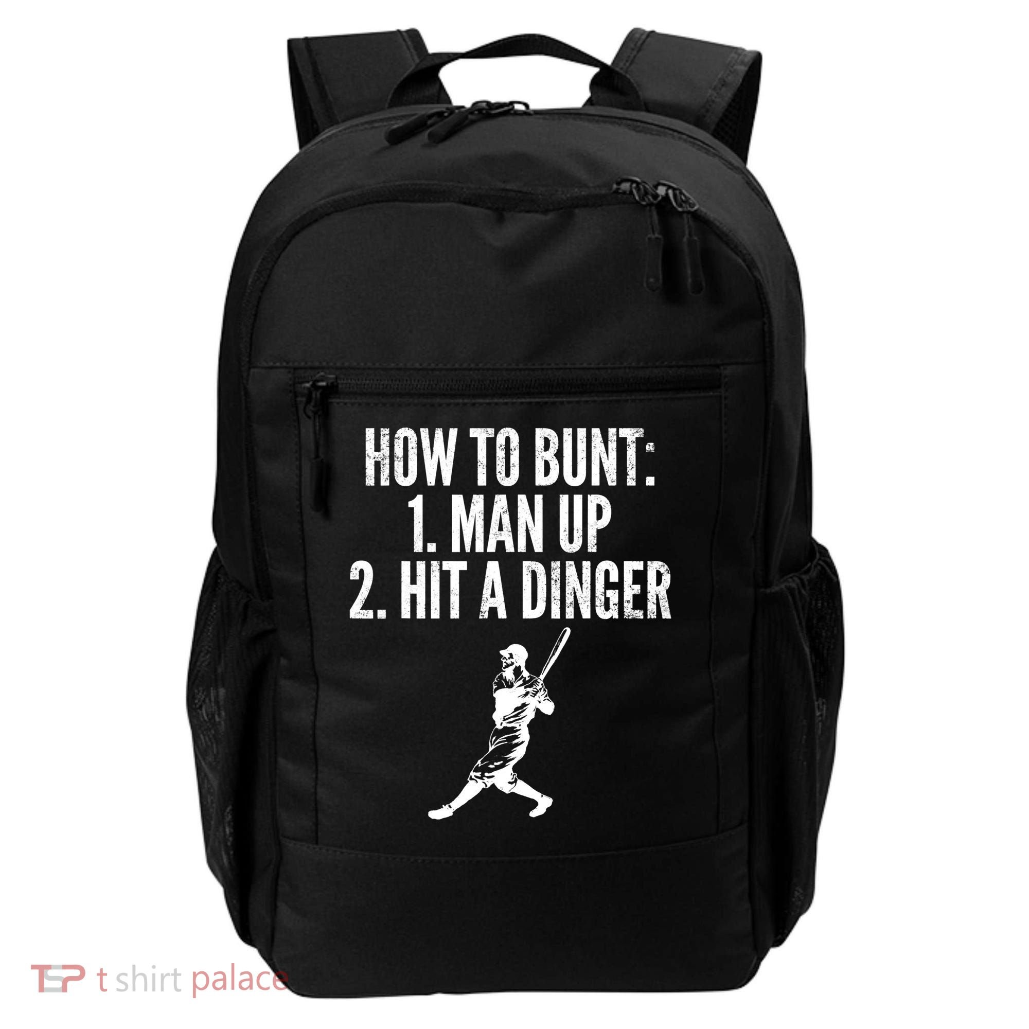 How To Bunt, Hit A Dinger Funny Baseball Player Home Run Fun Backpack