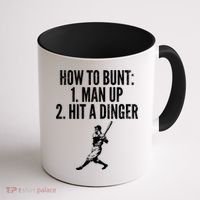 How To Bunt, Hit A Dinger Funny Baseball Player Home Run Fun Coffee Mug thumb 1