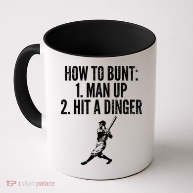 How To Bunt, Hit A Dinger Funny Baseball Player Home Run Fun Coffee Mug