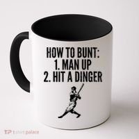How To Bunt, Hit A Dinger Funny Baseball Player Home Run Fun Coffee Mug thumb 0