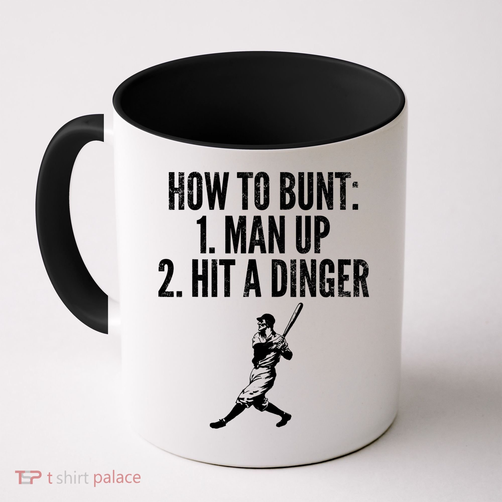 How To Bunt, Hit A Dinger Funny Baseball Player Home Run Fun Coffee Mug