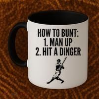 How To Bunt, Hit A Dinger Funny Baseball Player Home Run Fun Coffee Mug thumb 2