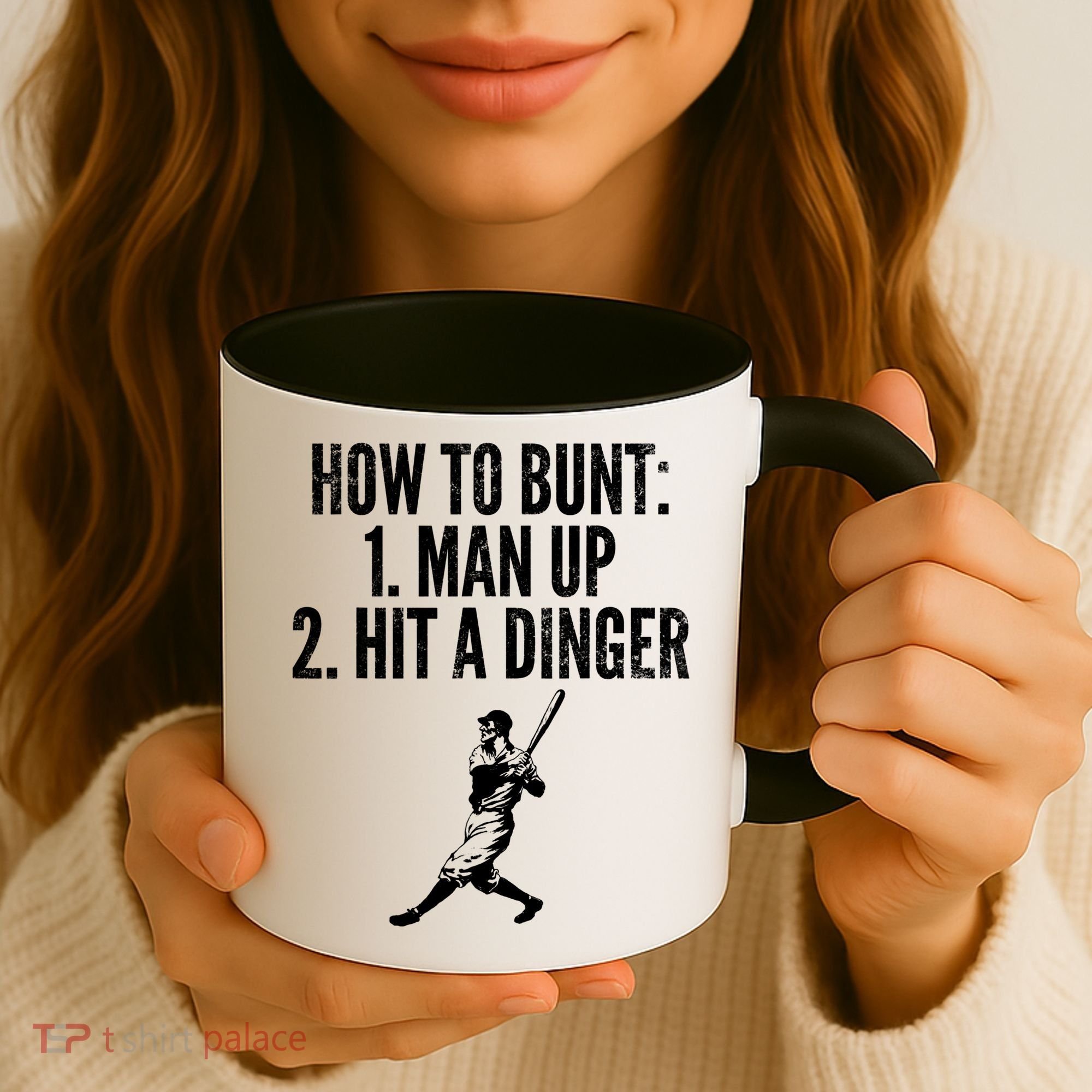 How To Bunt, Hit A Dinger Funny Baseball Player Home Run Fun Coffee Mug