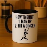 How To Bunt, Hit A Dinger Funny Baseball Player Home Run Fun Coffee Mug thumb 4