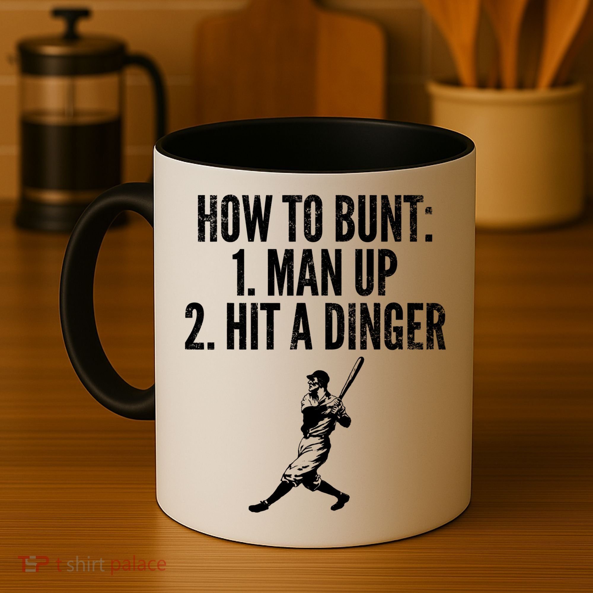 How To Bunt, Hit A Dinger Funny Baseball Player Home Run Fun Coffee Mug