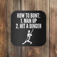 How To Bunt, Hit A Dinger Funny Baseball Player Home Run Fun Coaster thumb 0