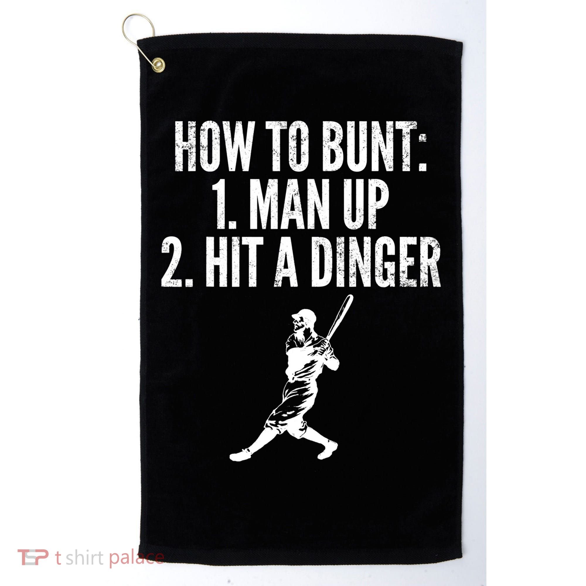 How To Bunt, Hit A Dinger Funny Baseball Player Home Run Fun Golf Towel