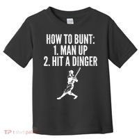 How To Bunt, Hit A Dinger Funny Baseball Player Home Run Fun Toddler T-Shirt thumb 0
