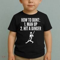 How To Bunt, Hit A Dinger Funny Baseball Player Home Run Fun Toddler T-Shirt thumb 2