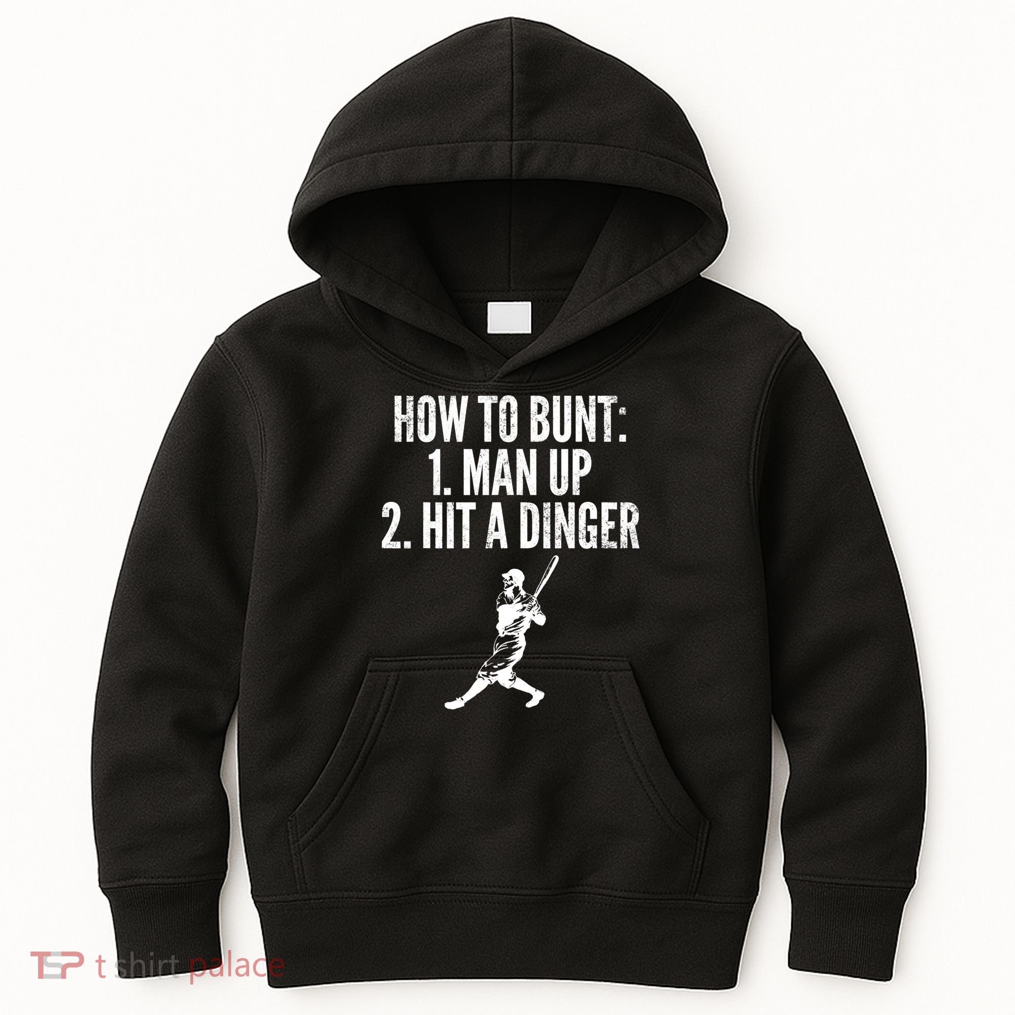 How To Bunt, Hit A Dinger Funny Baseball Player Home Run Fun Kids Hoodie