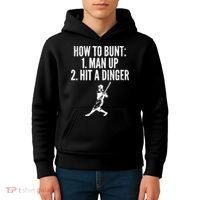 How To Bunt, Hit A Dinger Funny Baseball Player Home Run Fun Kids Hoodie thumb 4