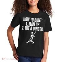 How To Bunt, Hit A Dinger Funny Baseball Player Home Run Fun Kids T-Shirt thumb 2