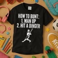How To Bunt, Hit A Dinger Funny Baseball Player Home Run Fun Kids T-Shirt thumb 3