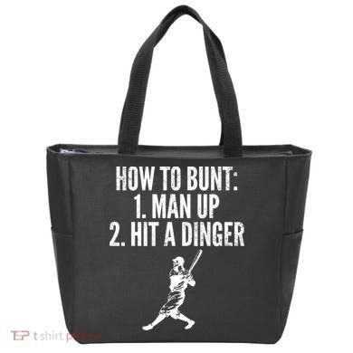 How To Bunt, Hit A Dinger Funny Baseball Player Home Run Fun Tote Bag