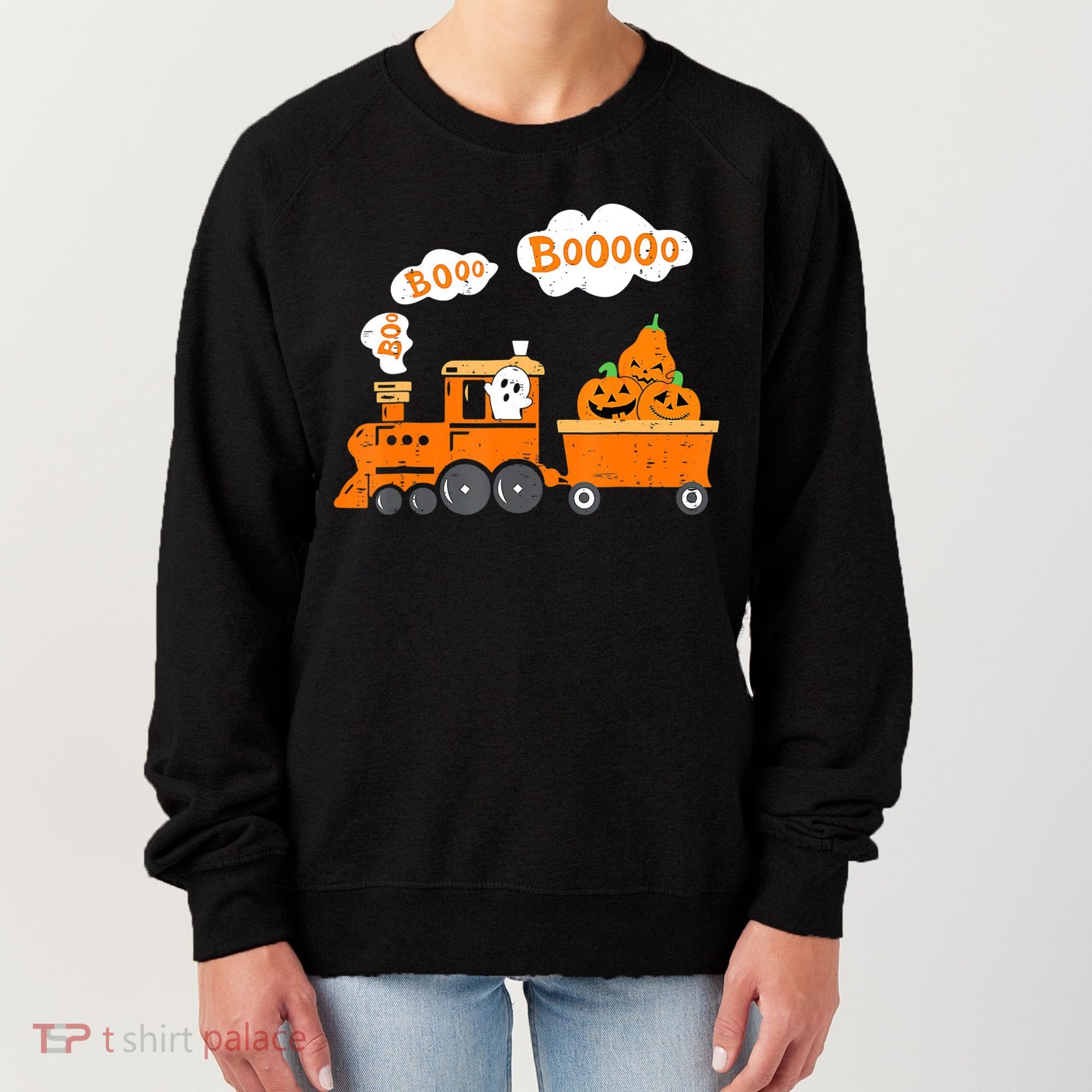 Halloween Train Boo Ghost Pumpkin Toddler Boys Women's Sweatshirt