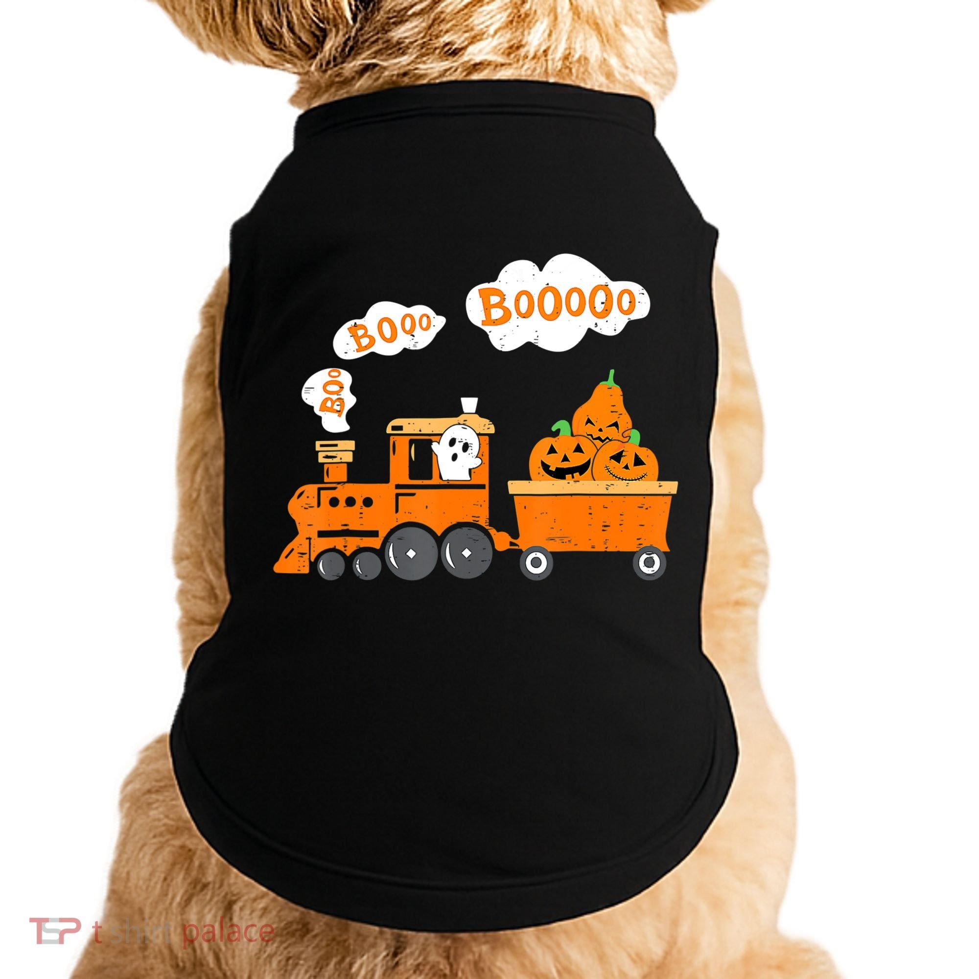 Halloween Train Boo Ghost Pumpkin Toddler Boys Doggie Tank