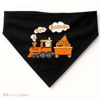 Halloween Train Boo Ghost Pumpkin Toddler Boys USA-Made Doggie Bandana thumb 0