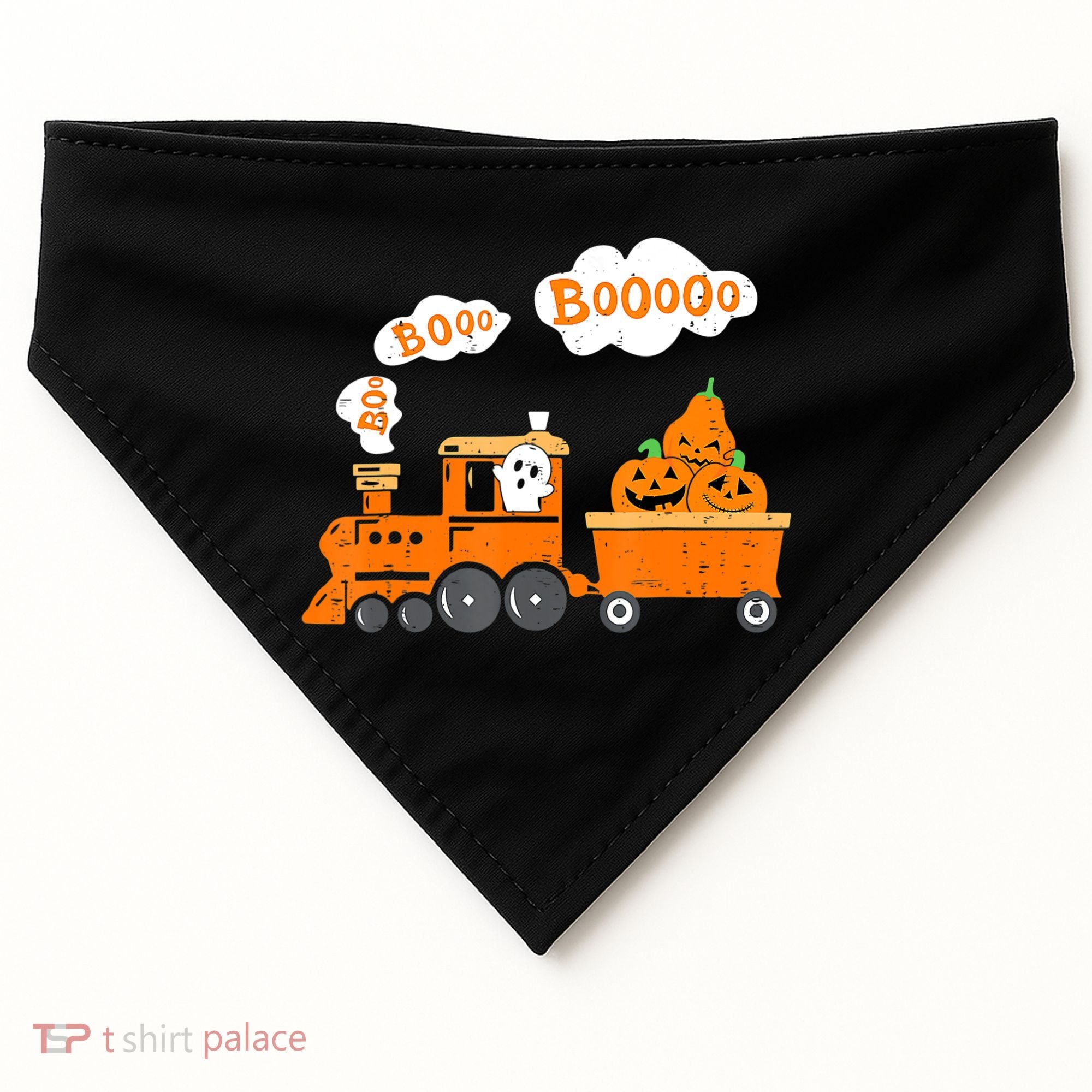 Halloween Train Boo Ghost Pumpkin Toddler Boys USA-Made Doggie Bandana