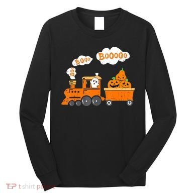 Halloween Train Boo Ghost Pumpkin Toddler Boys Long Sleeve Shirt