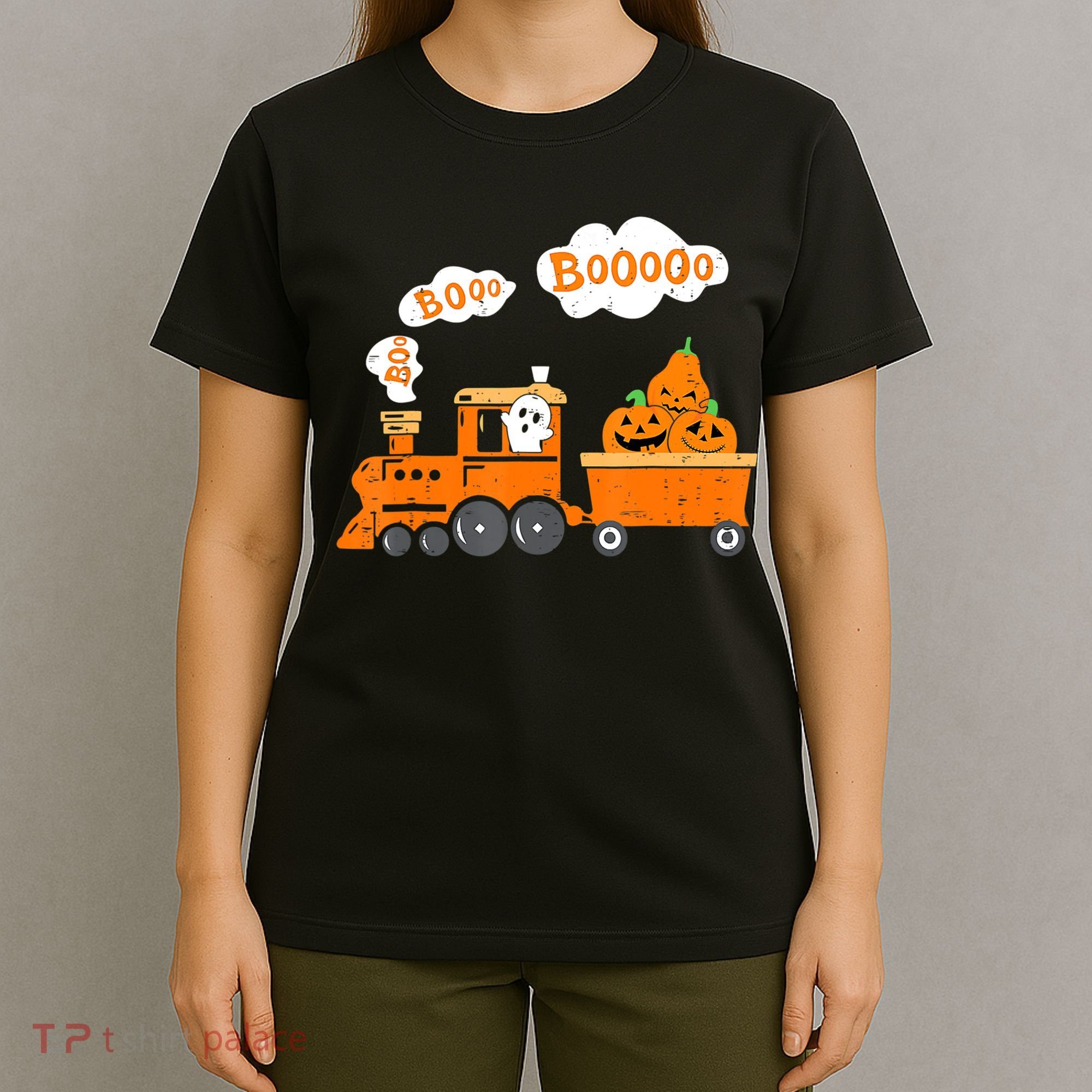 Halloween Train Boo Ghost Pumpkin Toddler Boys T-Shirt