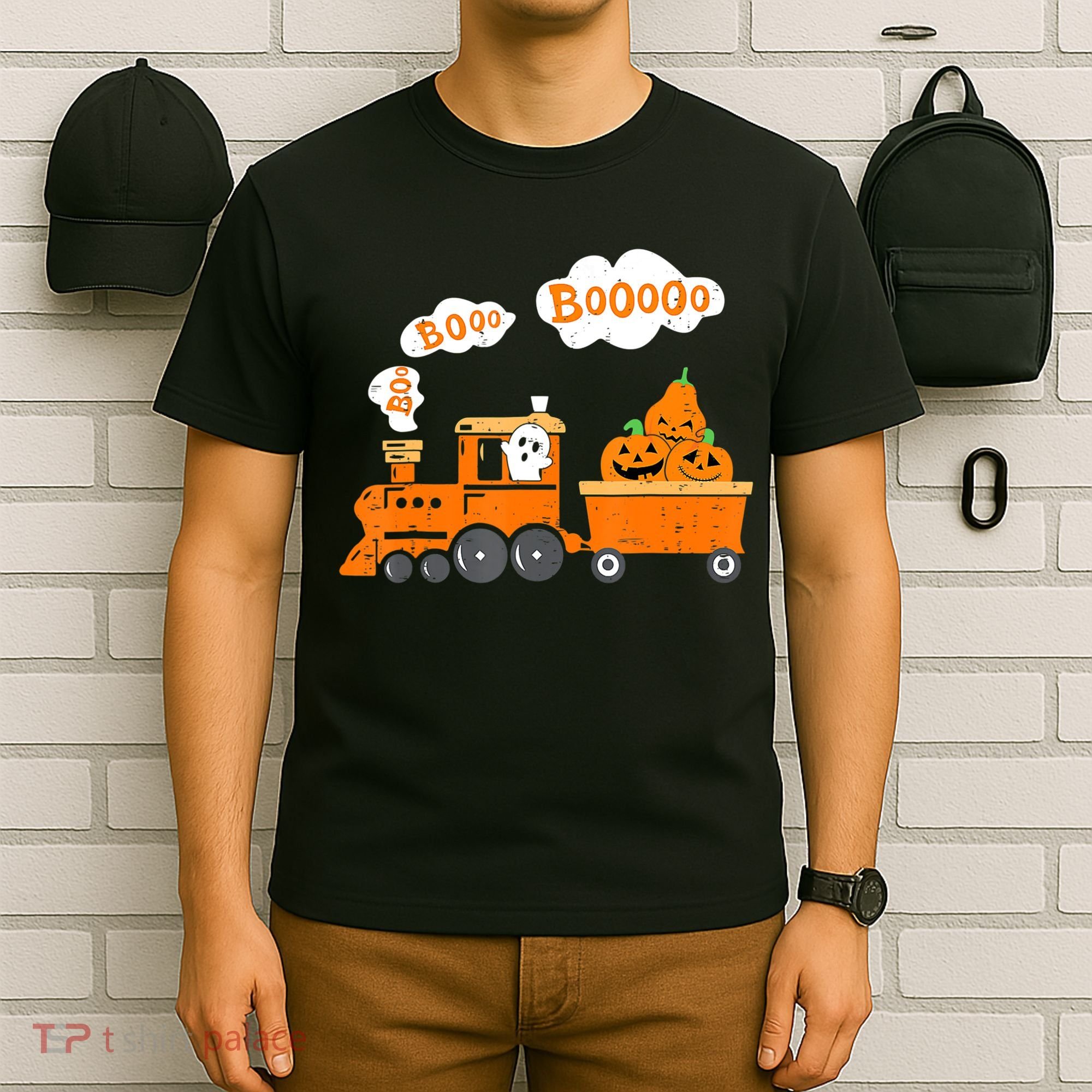 Halloween Train Boo Ghost Pumpkin Toddler Boys T-Shirt