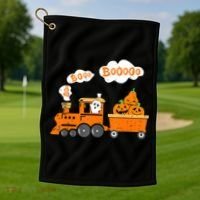 Halloween Train Boo Ghost Pumpkin Toddler Boys Golf Towel thumb 1