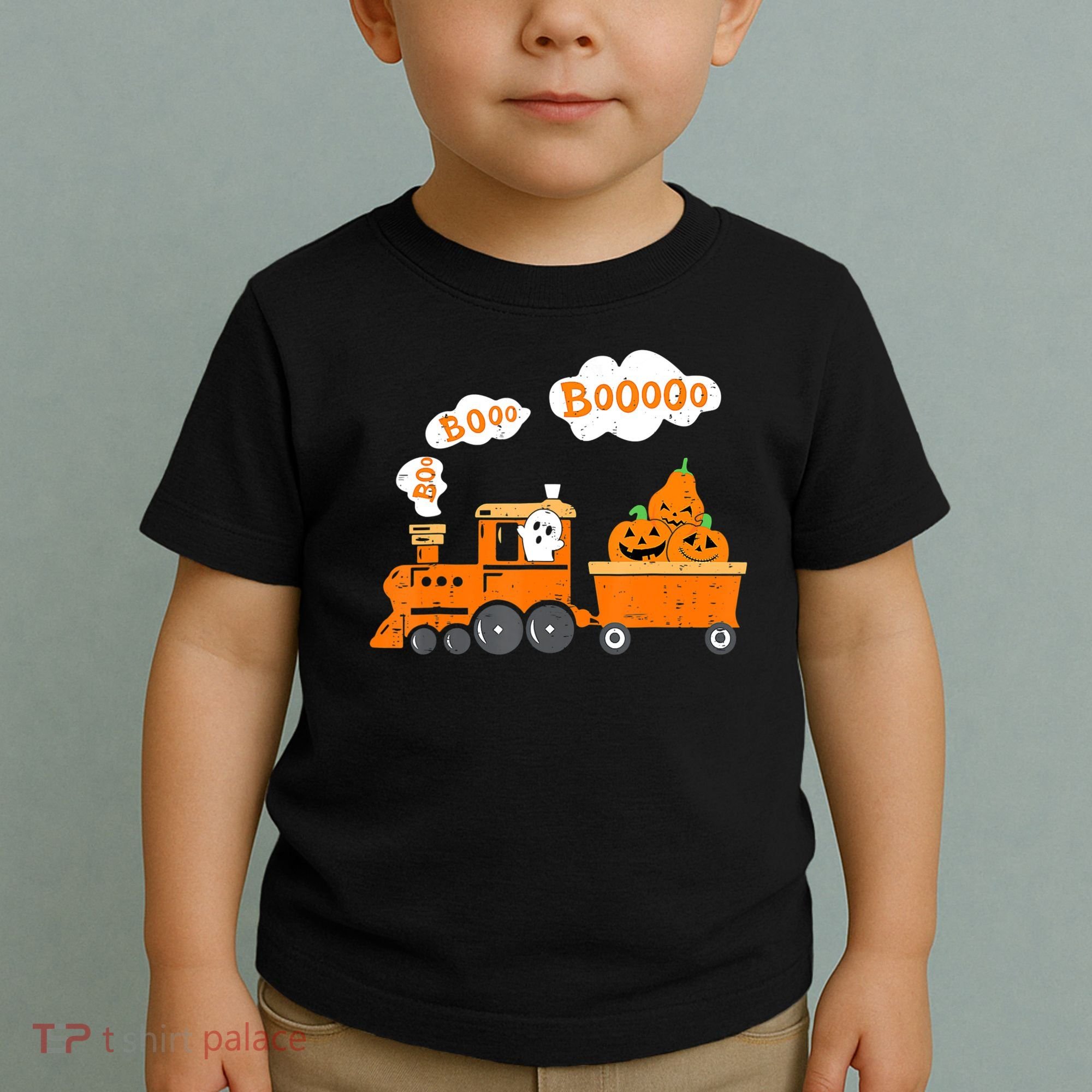 Halloween Train Boo Ghost Pumpkin Toddler Boys Toddler T-Shirt