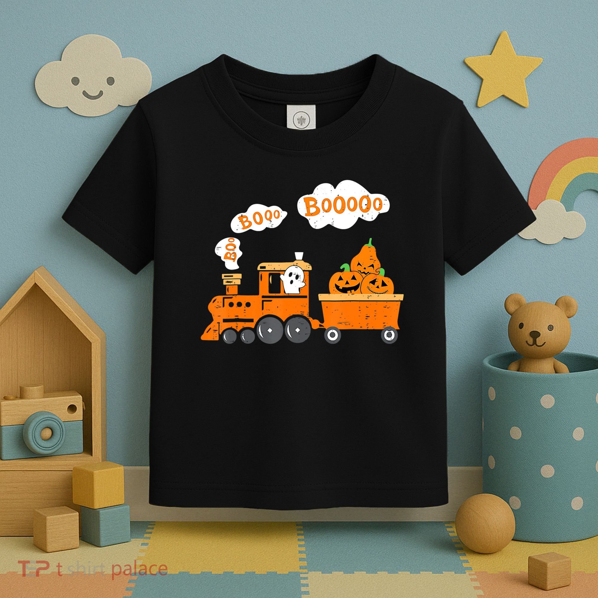 Halloween Train Boo Ghost Pumpkin Toddler Boys Toddler T-Shirt