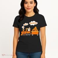 Halloween Train Boo Ghost Pumpkin Toddler Boys Women's T-Shirt thumb 4