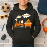 Halloween Train Boo Ghost Pumpkin Toddler Boys Kids Hoodie thumb 2