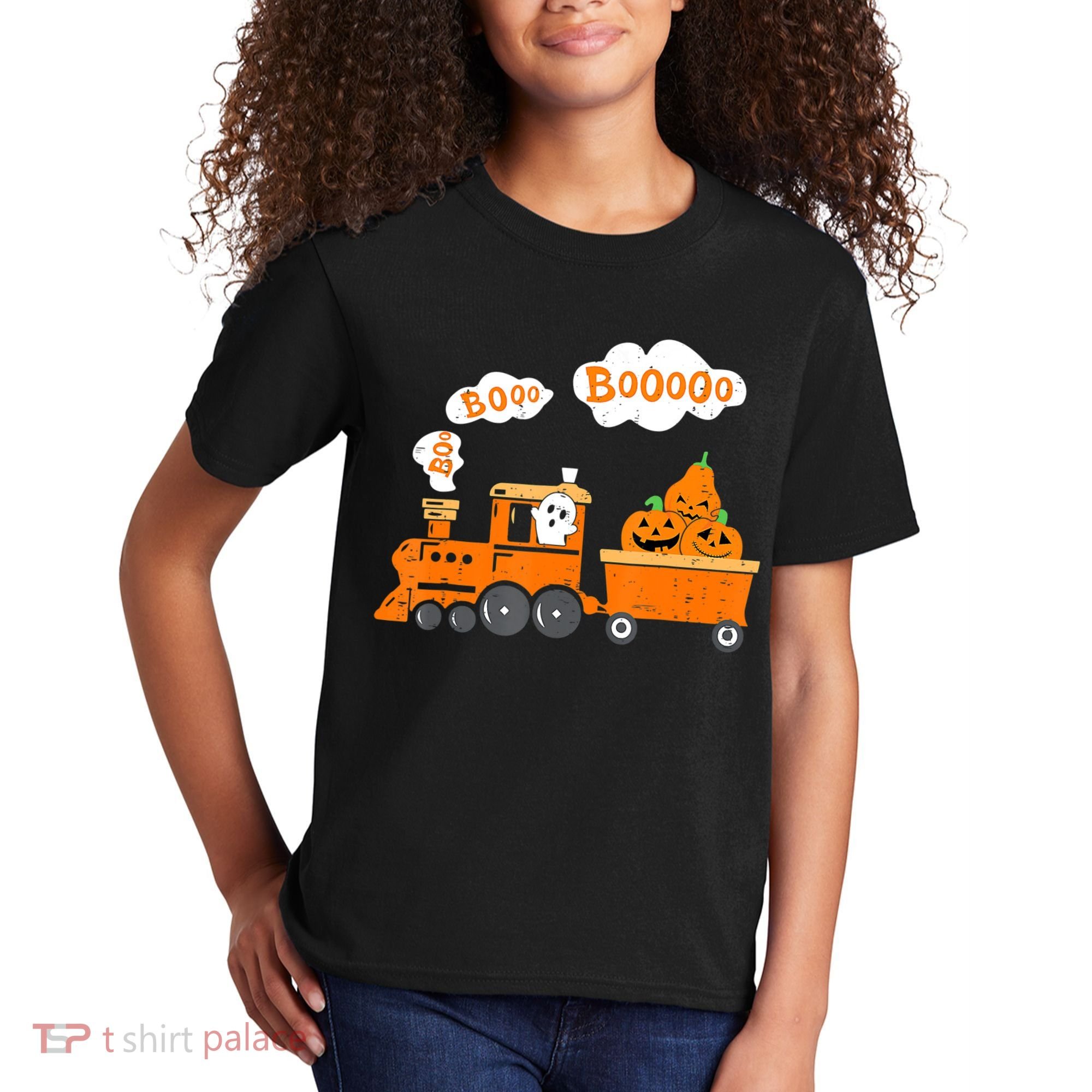 Halloween Train Boo Ghost Pumpkin Toddler Boys Kids T-Shirt