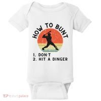 How To Bunt DonT Hit A Dinger Baseball Player Baby Bodysuit thumb 0