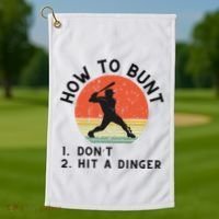 How To Bunt DonT Hit A Dinger Baseball Player Golf Towel thumb 1